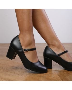 Where's That From 'Araceli' Extra Wide-Fit Pu Mary Jane Court Shoes - Black
