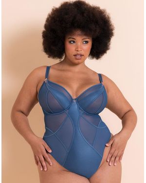 Scantilly Suspense Plunge Bodysuit French - Blue