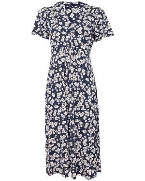 Crew Floral Emily Flutter Sleeve Jersey Dress - Blue