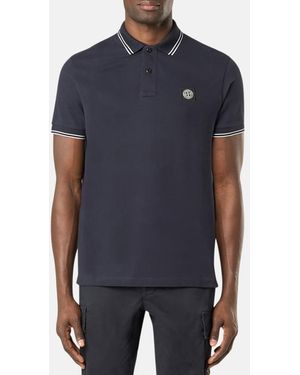 Stone Island Polo Top With Compass Patch - Blue