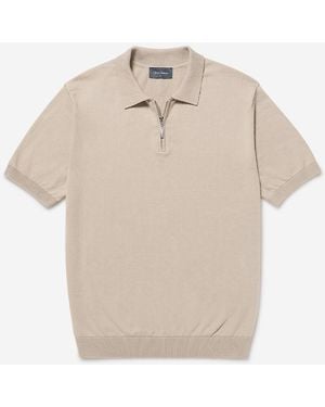 Oliver Sweeney 100% Cotton Quarter Zip Polo - Natural
