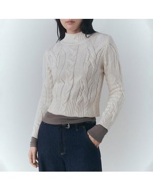 Mango Perkins Braided Jumper - Grey