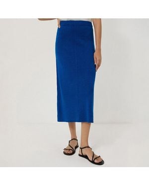 Jigsaw Linen Knitted Skirt - Blue