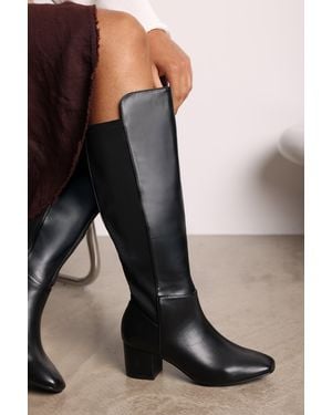 Where's That From 'Beau Pu Block Heel Knee-High Boots - Black