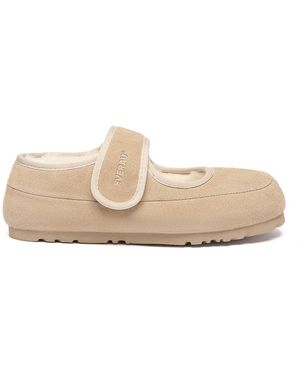 EVER AU Adjustable Strap Sheepskin Slippers - Natural