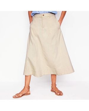 Boden Ecru Panelled Full Denim Skirt - Natural