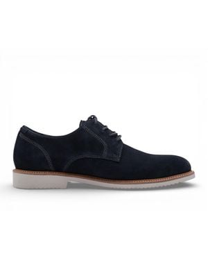 Tamaris Suede Leather Plain Toe Smart Derby Shoes - Blue