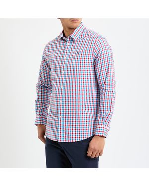 Crew Multi Check Classic Fit Tatersall Twill Shirt - Blue