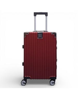 Infinity Leather Robust Hard Shell Cabin Suitcase 36 X 24 X 56 Cm Luggage For Easyjet, Ryanair, Wizzair - Red