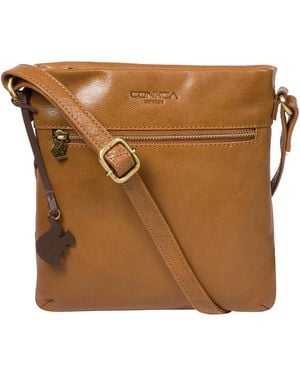 Conkca 'Yayoi' Dark Tan Leather Cross Body Bag - Brown