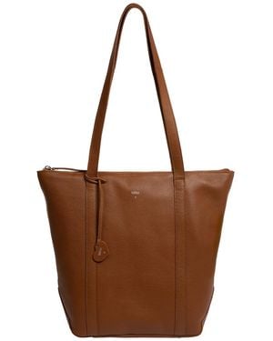 NiNa Amora 'Lara' Tan Leather Tote Bag - Brown
