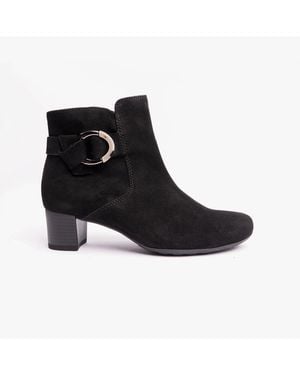 Gabor Hemp Low Heeled Ankle Boots - Black