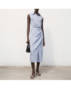 Mango Draped Shirt Dress - Blue