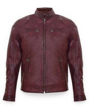 Infinity Leather Versatile Moto New Burg Leather Biker Jacket-Stapleford - Purple