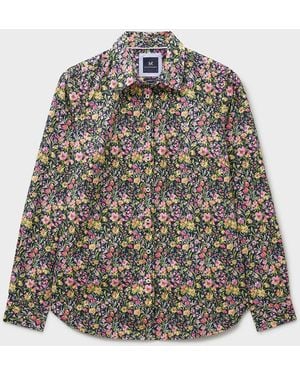Crew Multi Floral Lulworth Cotton Shirt - Grey