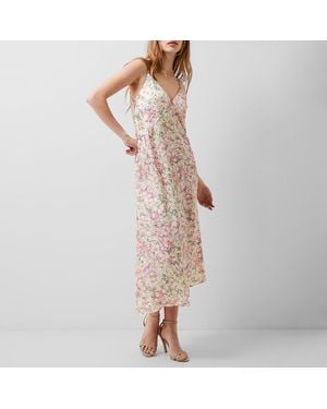 French Connection Printed Strappy V Neck Midi Dress - Red