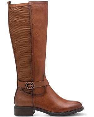 Tamaris Cognac Tan Leather Knee High Riding Boots - Brown