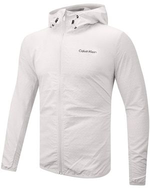 Calvin Klein Printed Water Repellent Windbreaker Jacket - White