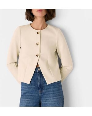 Whistles Cream Anne Ponte Button Jacket - Natural