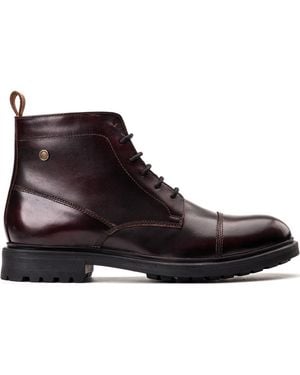 Base London Burgundy Boulton Toe Cap Boot - Brown