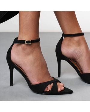 Where's That From 'Patricia' Wide-Fit Suede Stiletto Sandals - Black