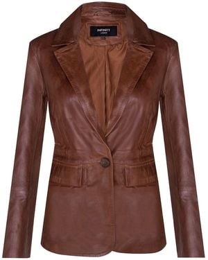 Infinity Leather Tan Soft Leather Blazer Jacket-Apeldoorn - Brown