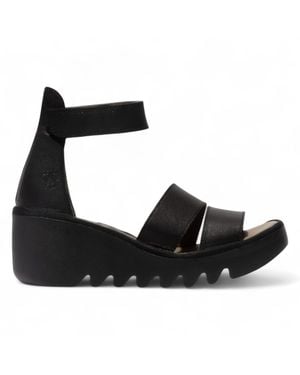Fly London Bono290Fly Mousse Leather Wedge Sandals - Black