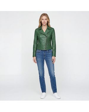 Elle Armin Leather Biker Jacket - Green