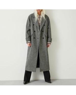 Hush Rose Check Double Breasted Coat - Grey