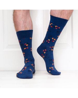 Jemsox Ditsy Flower Design Cotton Socks - Blue