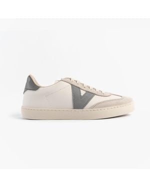 Victoria Light Faux Leather & Split Trainers - White