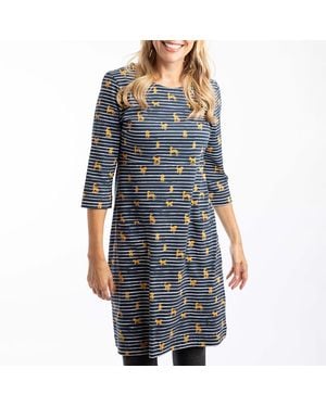 Weird Fish Starshine Printed Organic Cotton Dress - Blue