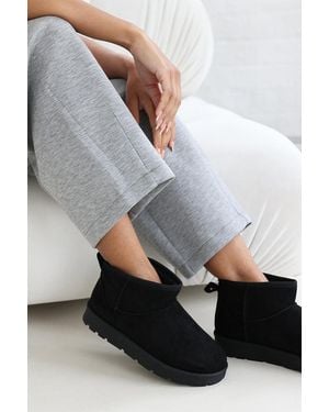 Where's That From Wheres 'Kamila' Mini Faux-Suede Fur Lined Ankle Boots - Grey