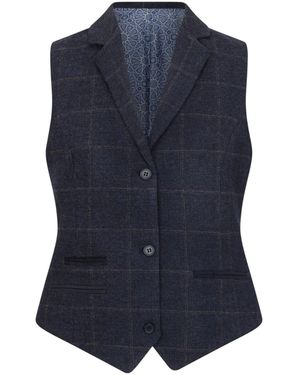 TruClothing Tailored Fit Tweed Formal Waistcoat - Blue