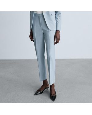 Mango Sky Straight Suit Trousers - Blue