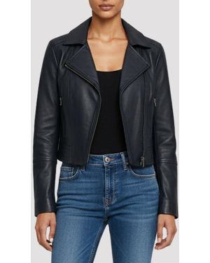 Elle Armin Leather Biker Jacket - Black