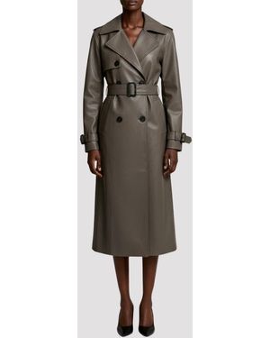 Elle Sophia Pu Long Trench Coat - Brown