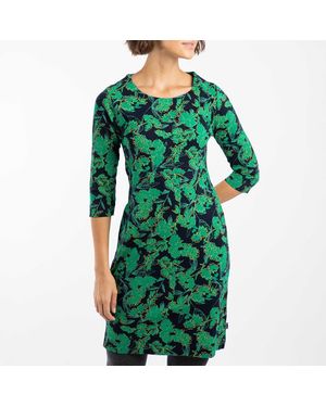 Weird Fish Shafika Organic Cotton Printed Jersey Dress - Green