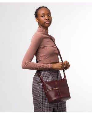 Conkca 'Little Kristin' Plum Leather Shoulder Bag - Red