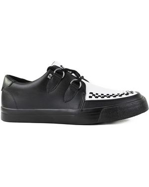 Infinity Leather Pointed Creeper Trainer Leather Platform Shoes - Black
