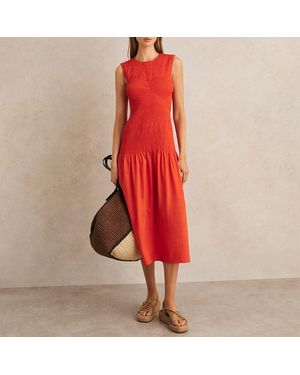 Reiss Annabel Shirred Detail Midi Dress