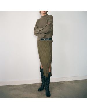 Mango Wool Blend Button Detail Knit Jumper - Green