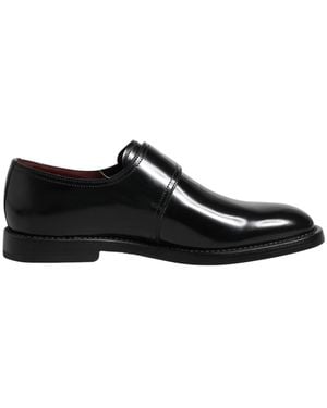Dolce & Gabbana Leather Monk Strap Derby Formal Shoes - Black