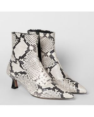Paul Smith Off Sarita Snake Print Leather Boots - Metallic