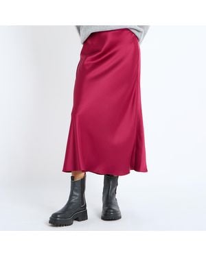 Crew Midi Satin Skirt - Red