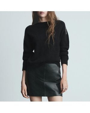 Mango Rhinestone Shoulder Jumper - Black
