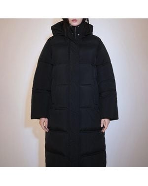 Mango Hood Quilted Coat - Black