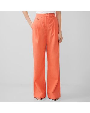 French Connection Coral Cotton Blend Wide Leg Trousers - Orange