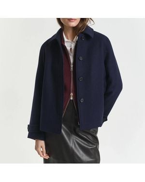 GANT Short Wool Blend Car Coat - Blue