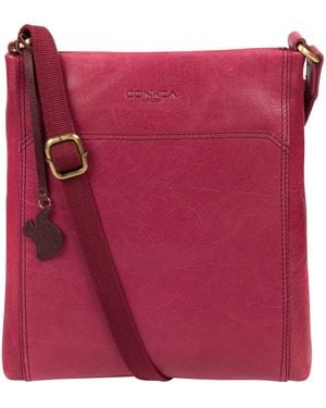 Conkca 'Dink' Orchid Leather Cross Body Bag - Red